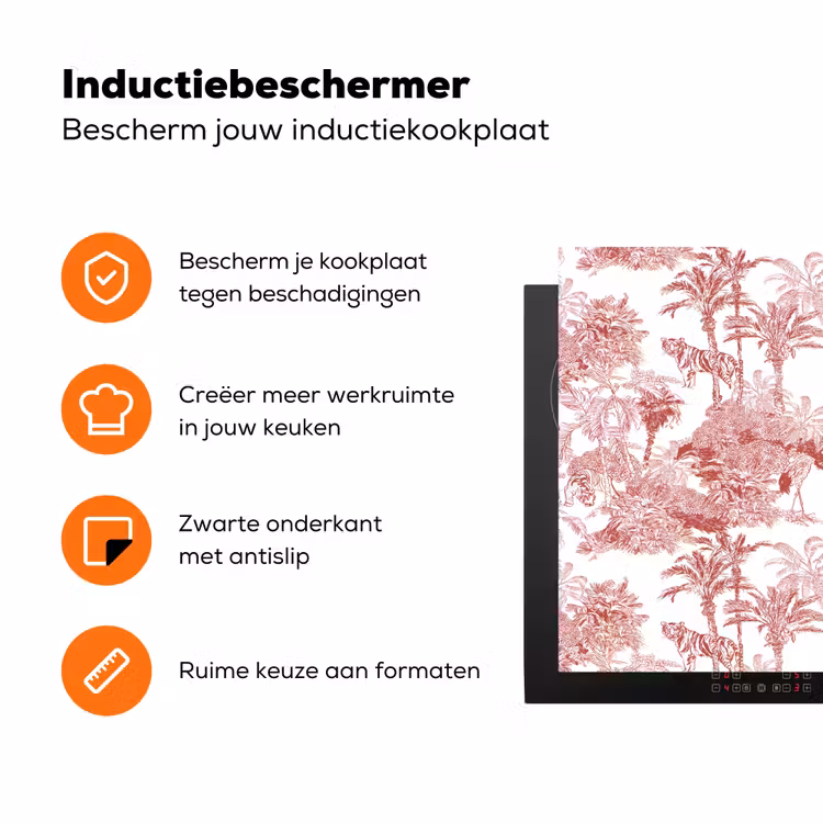 Tijger - Jungle - Natuur - Rood Inductie beschermer vinyl 3mm klein 276 -zzzzzzz-td-ups