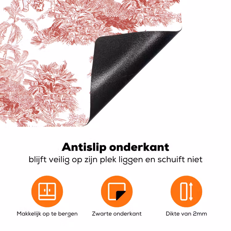Tijger - Jungle - Natuur - Rood Inductie beschermer vinyl 3mm klein 276 -zzzzzzz-td-onderkant