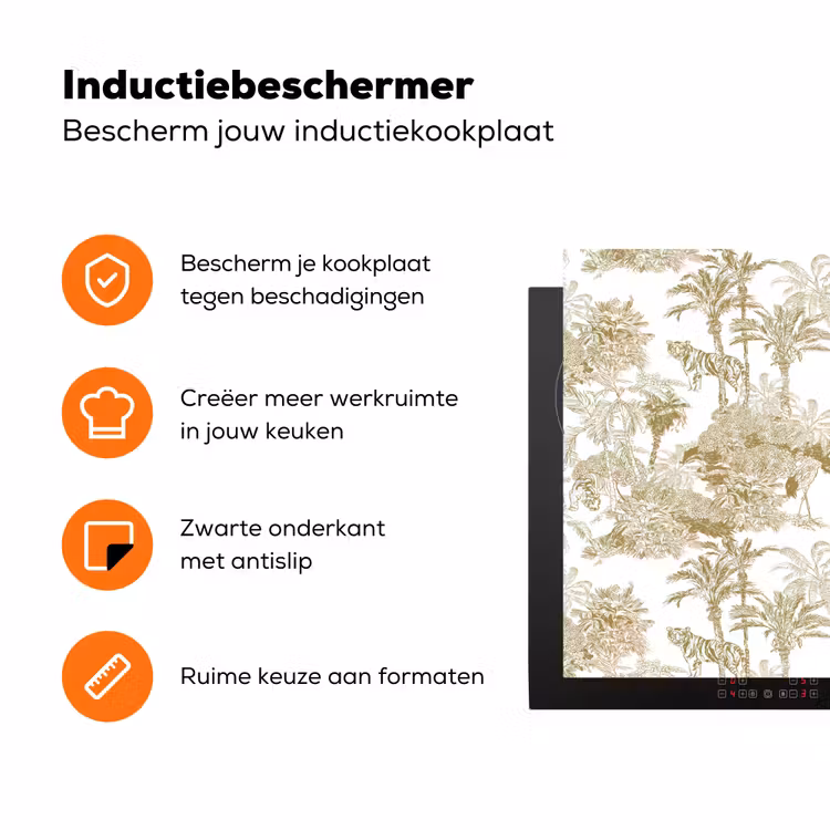 Tijger - Jungle - Vogel - Beige Inductie beschermer vinyl 3mm klein 276 -zzzzzzz-td-ups