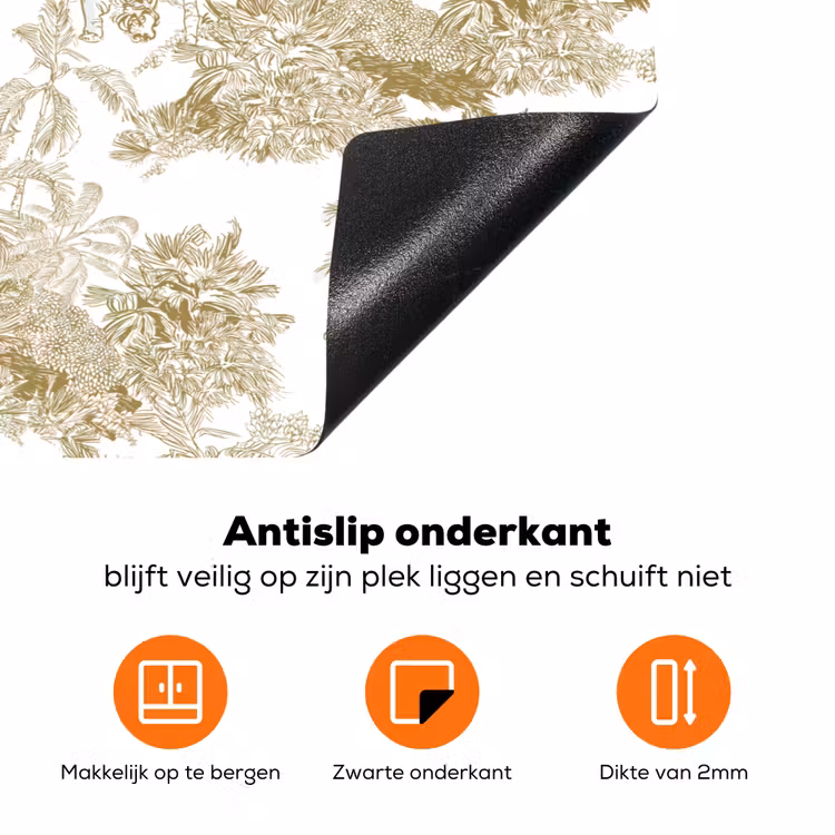 Tijger - Jungle - Vogel - Beige Inductie beschermer vinyl 3mm klein 276 -zzzzzzz-td-onderkant
