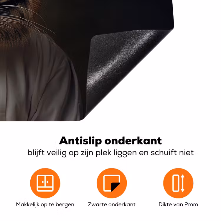 Tijger - Kokskleding - Bruin Inductie beschermer vinyl 3mm klein -zzzzzzz-td-onderkant