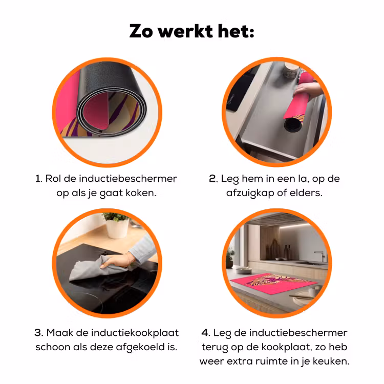 Tijger - Modern - Neon Inductie beschermer vinyl 3mm klein -zzzzzzz-td-werking