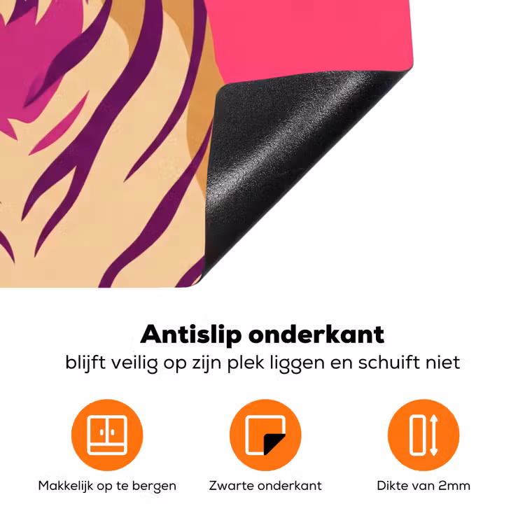 Tijger - Modern - Neon Inductie beschermer vinyl 3mm klein -zzzzzzz-td-onderkant