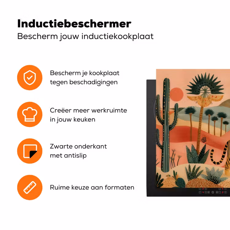Tijger - Palmen - Cactus - Oranje Inductie beschermer vinyl 3mm klein -zzzzzzz-td-ups