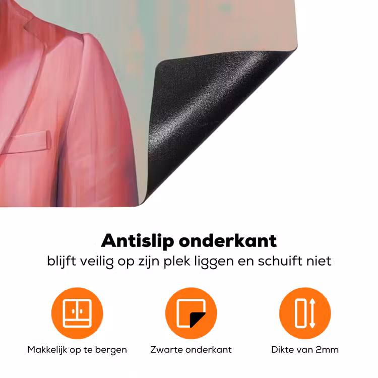 Tijger - Strik - Jasje - Roze Inductie beschermer vinyl 3mm klein -zzzzzzz-td-onderkant