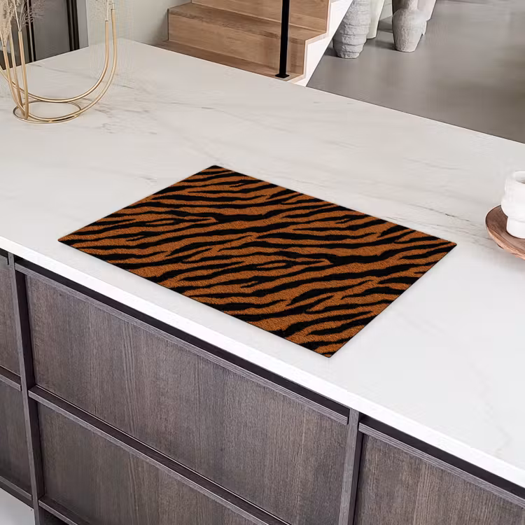 Tijger - Vacht - Zwart Inductie beschermer vinyl 3mm klein 276 -sfeer8