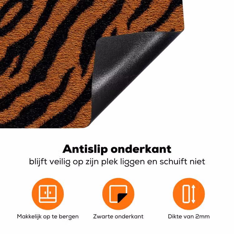 Tijger - Vacht - Zwart Inductie beschermer vinyl 3mm klein 276 -zzzzzzz-td-onderkant