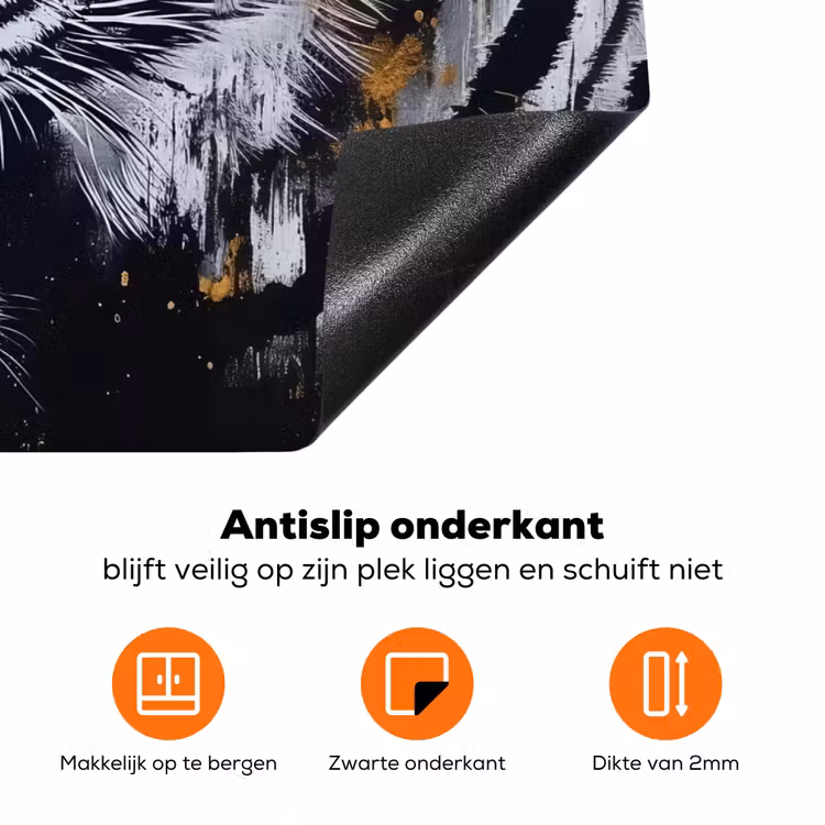 Tijger - Verfspatten - Goud Inductie beschermer vinyl 3mm klein -zzzzzzz-td-onderkant