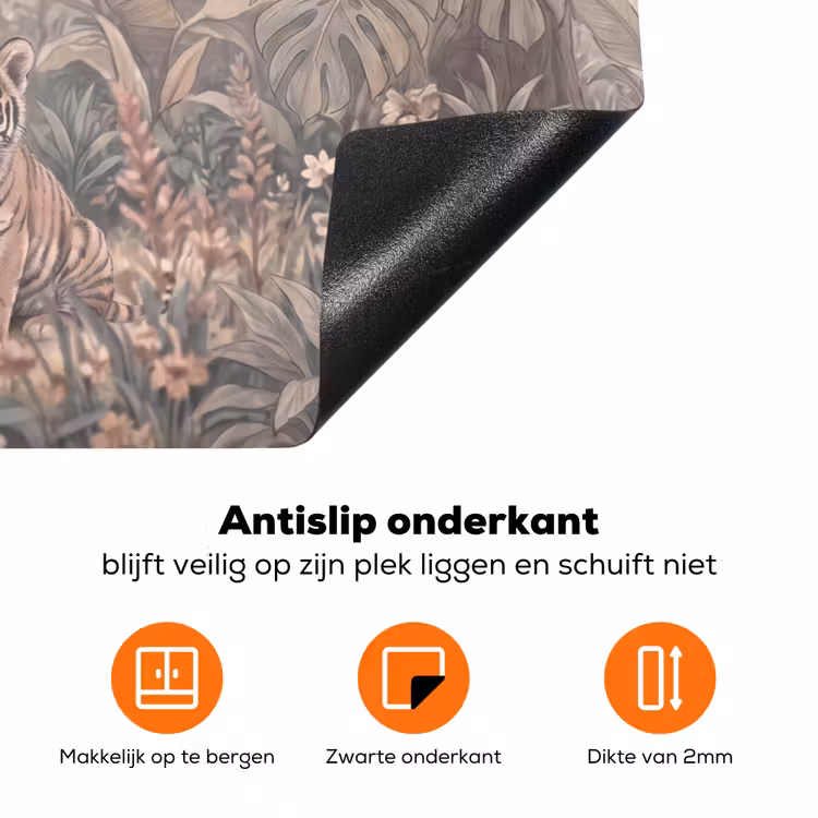 Tijger - Welp - Jungle - Illustratie - Dieren Inductie beschermer vinyl 3mm klein -zzzzzzz-td-onderkant