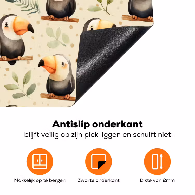 Toekans - Exotisch - Kleurrijk Inductie beschermer vinyl 3mm klein 276 -zzzzzzz-td-onderkant