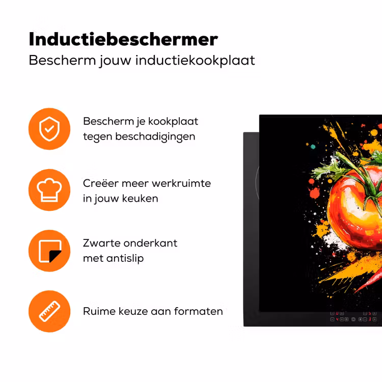 Tomaat - Avocado - Peper - Graffiti - Verf - Modern Inductie beschermer vinyl 3mm klein -zzzzzzz-td-ups