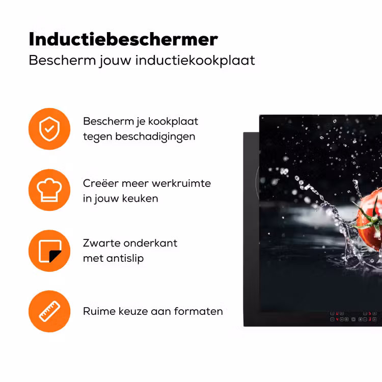 Tomaat - Groente - Stilleven - Water - Rood Inductie beschermer vinyl 3mm klein -zzzzzzz-td-ups