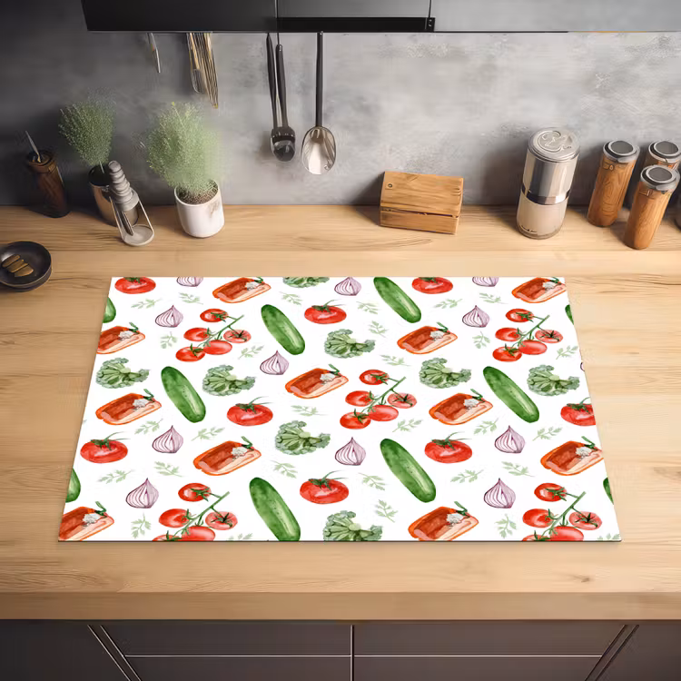 Tomaat - Paprika - Komkommer - Patroon Inductie beschermer vinyl 3mm klein 276 -sfeer5