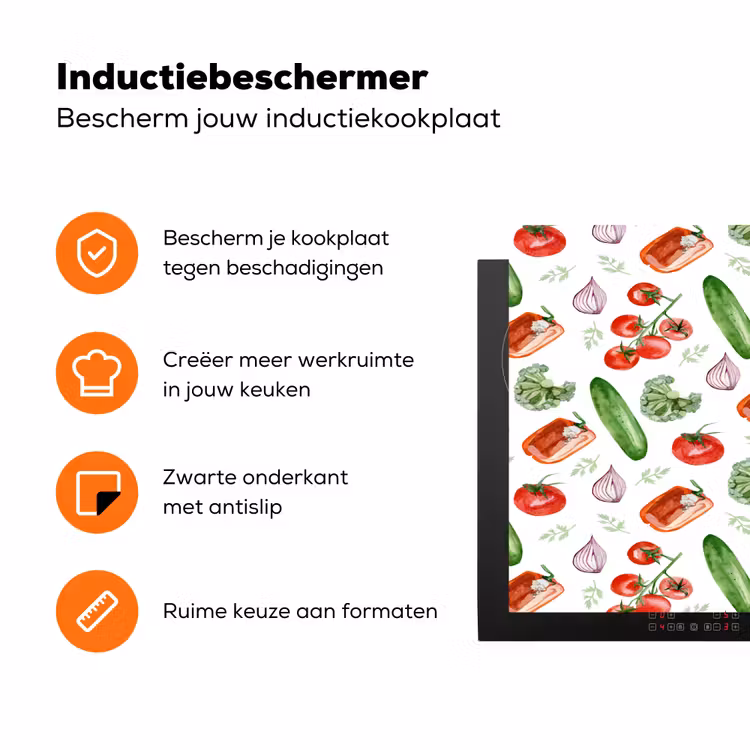 Tomaat - Paprika - Komkommer - Patroon Inductie beschermer vinyl 3mm klein 276 -zzzzzzz-td-ups