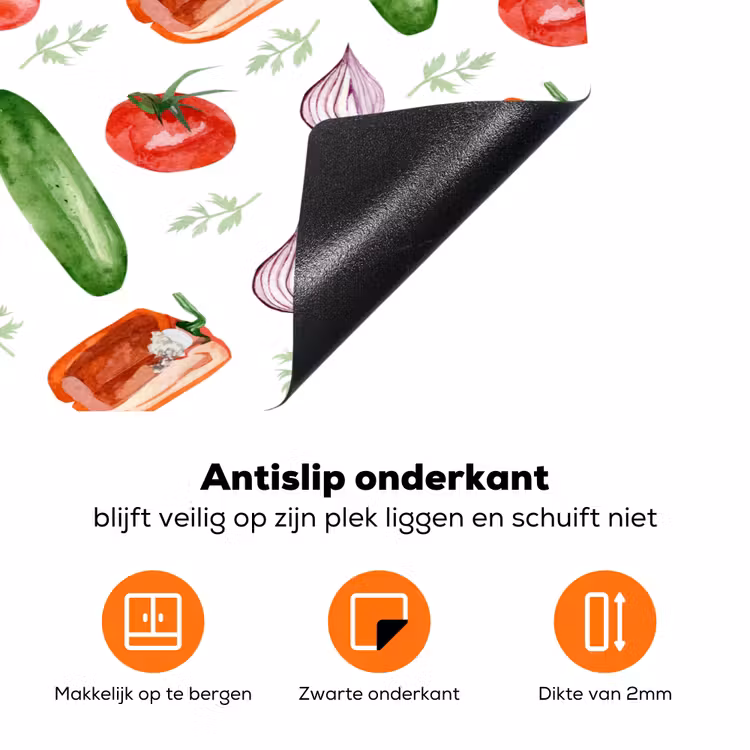 Tomaat - Paprika - Komkommer - Patroon Inductie beschermer vinyl 3mm klein 276 -zzzzzzz-td-onderkant
