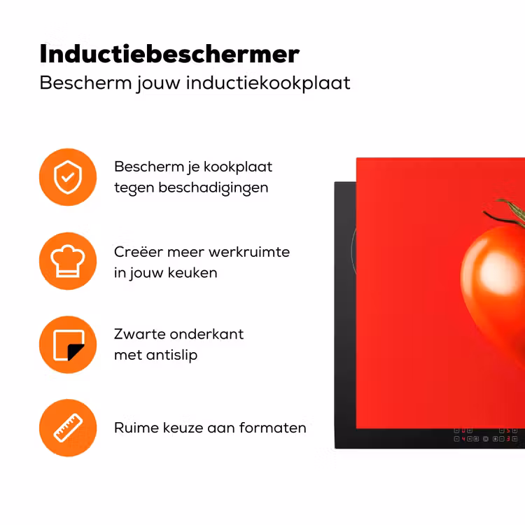 Tomaat - Rood - Hart Inductie beschermer vinyl 3mm klein -zzzzzzz-td-ups