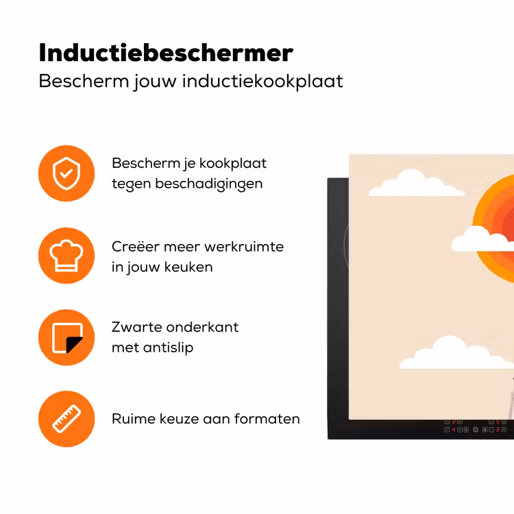 Toren - Pisa - Architectuur - Minimalistisch - Beige Inductie beschermer vinyl 3mm klein -zzzzzzz-td-ups