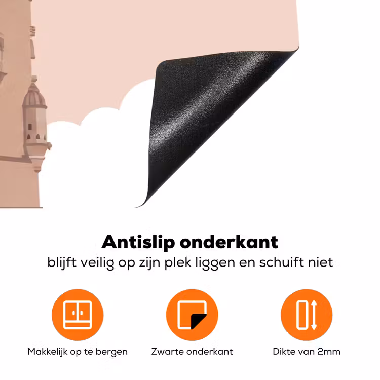 Toren - Rivier - Architectuur - Modern - Oranje Inductie beschermer vinyl 3mm klein -zzzzzzz-td-onderkant