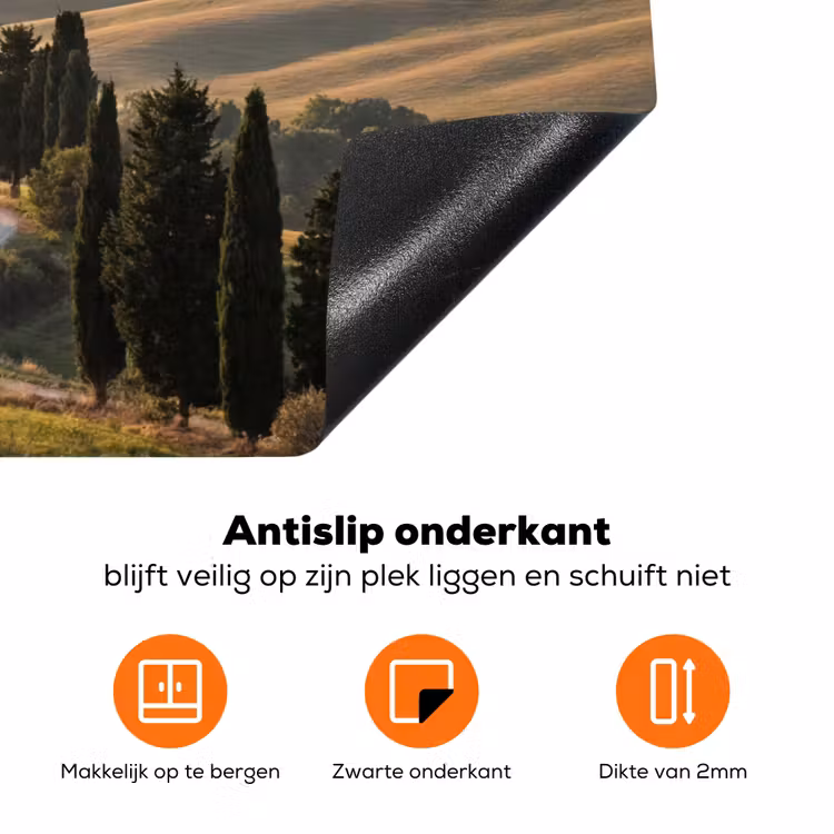 Toscaans - Landschap - Heuvels Inductie beschermer vinyl 3mm klein -zzzzzzz-td-onderkant