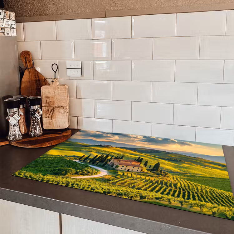 Toscane - Landschap - Wijngaarden Inductie beschermer vinyl 3mm klein -sfeer3