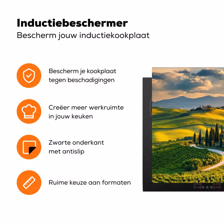 Toscane - Landschap - Wijngaarden Inductie beschermer vinyl 3mm klein -zzzzzzz-td-ups