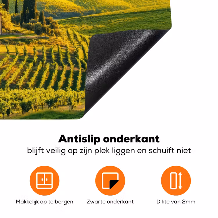 Toscane - Landschap - Wijngaarden Inductie beschermer vinyl 3mm klein -zzzzzzz-td-onderkant