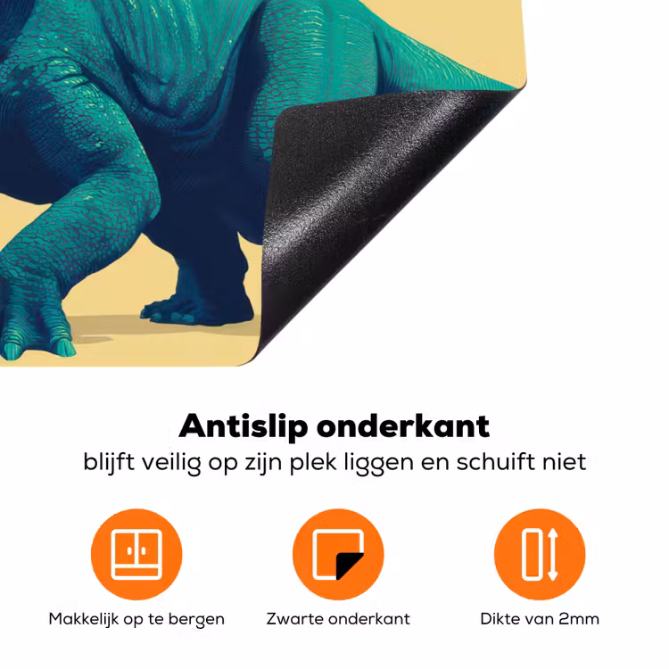 Triceratops - Cirkel - Oranje - Hoorns Inductie beschermer vinyl 3mm klein -zzzzzzz-td-onderkant