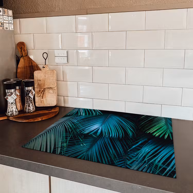 Inductie beschermer - Inductie afdekplaat - Tropical - Jungle - Bladeren - Groen Inductie beschermer vinyl 3mm groot -sfeer3