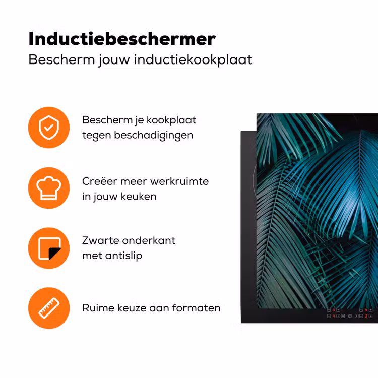 Inductie beschermer - Inductie afdekplaat - Tropical - Jungle - Bladeren - Groen Inductie beschermer vinyl 3mm groot -zzzzzzz-td-ups