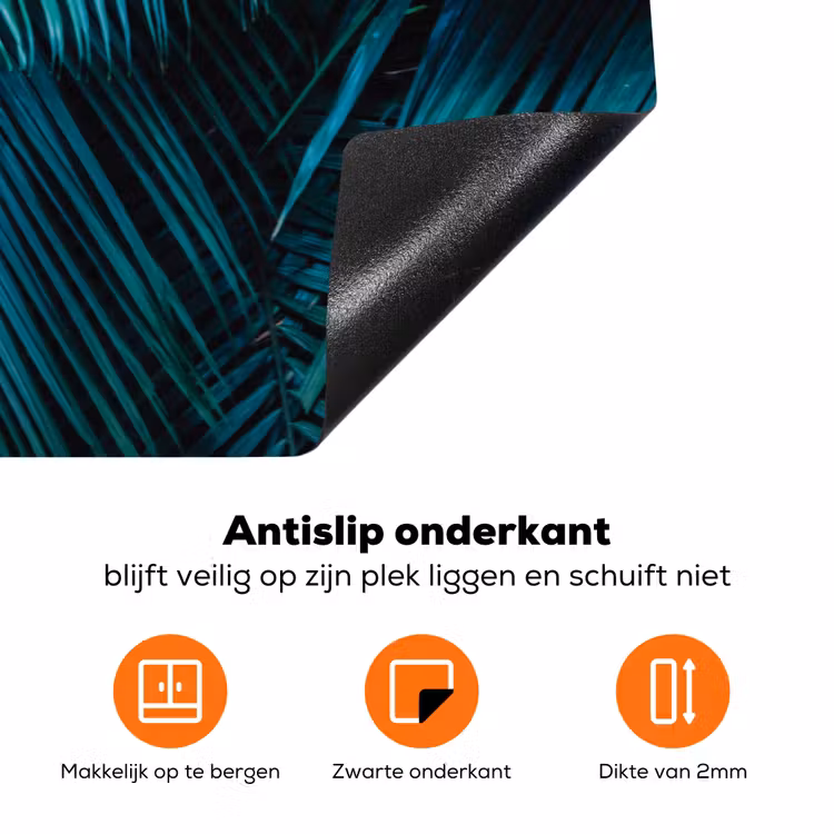 Inductie beschermer - Inductie afdekplaat - Tropical - Jungle - Bladeren - Groen Inductie beschermer vinyl 3mm groot -zzzzzzz-td-onderkant