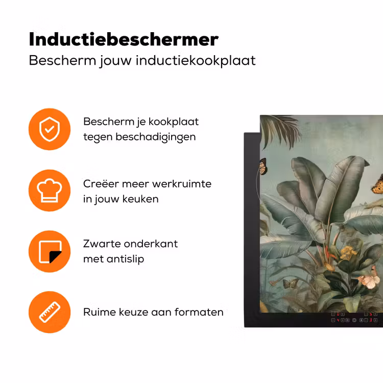 Tropisch bladerdek - Vlinders - groen - Bruin Inductie beschermer vinyl 3mm klein -zzzzzzz-td-ups