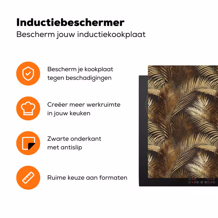 Tropisch - Bladeren - Goud Inductie beschermer vinyl 3mm klein 276 -zzzzzzz-td-ups