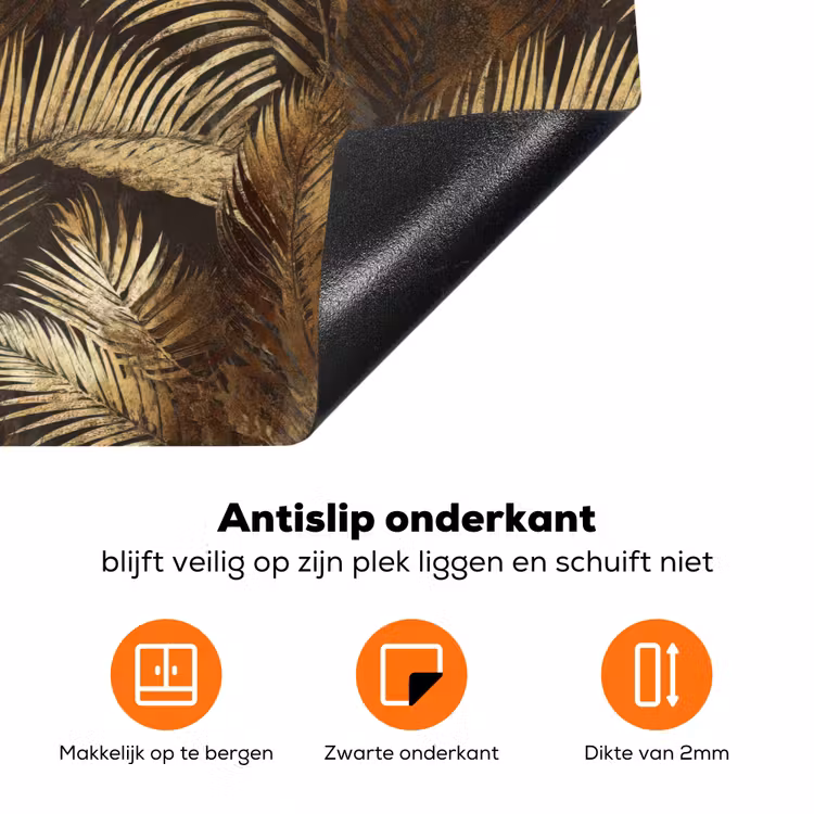 Tropisch - Bladeren - Goud Inductie beschermer vinyl 3mm klein 276 -zzzzzzz-td-onderkant
