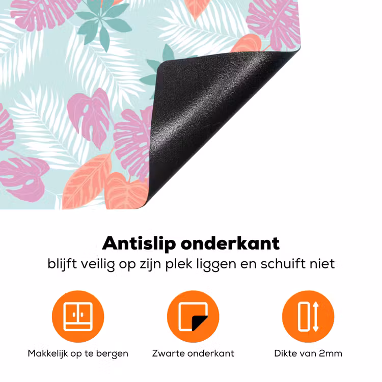 Tropisch - Bladeren - Pastel Inductie beschermer vinyl 3mm klein 276 -zzzzzzz-td-onderkant