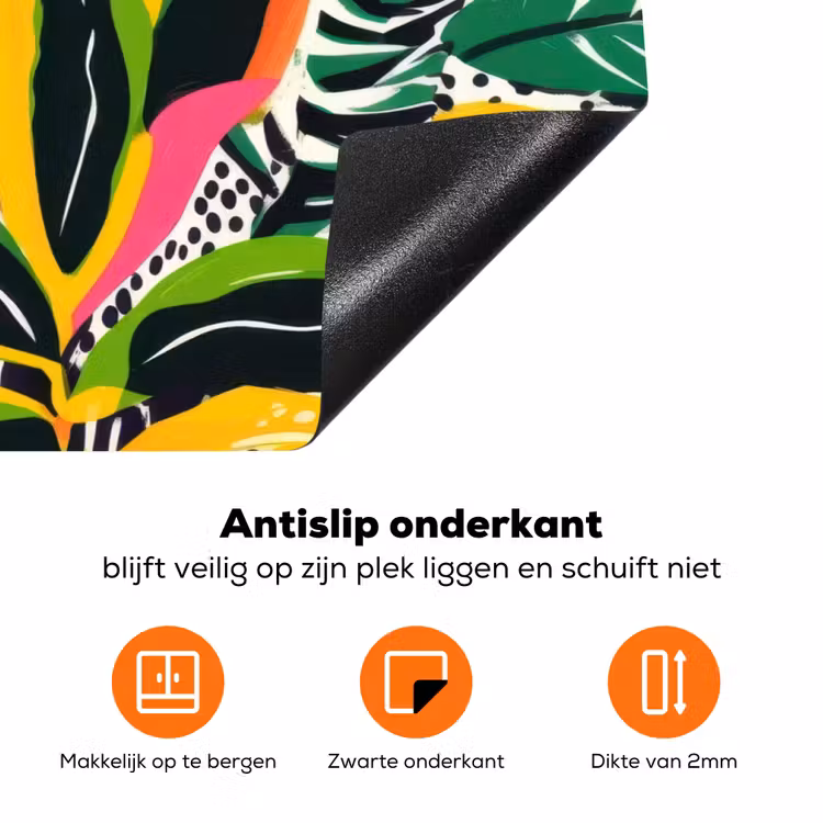 Tropisch - Bladeren - Zwart - wit Inductie beschermer vinyl 3mm klein -zzzzzzz-td-onderkant
