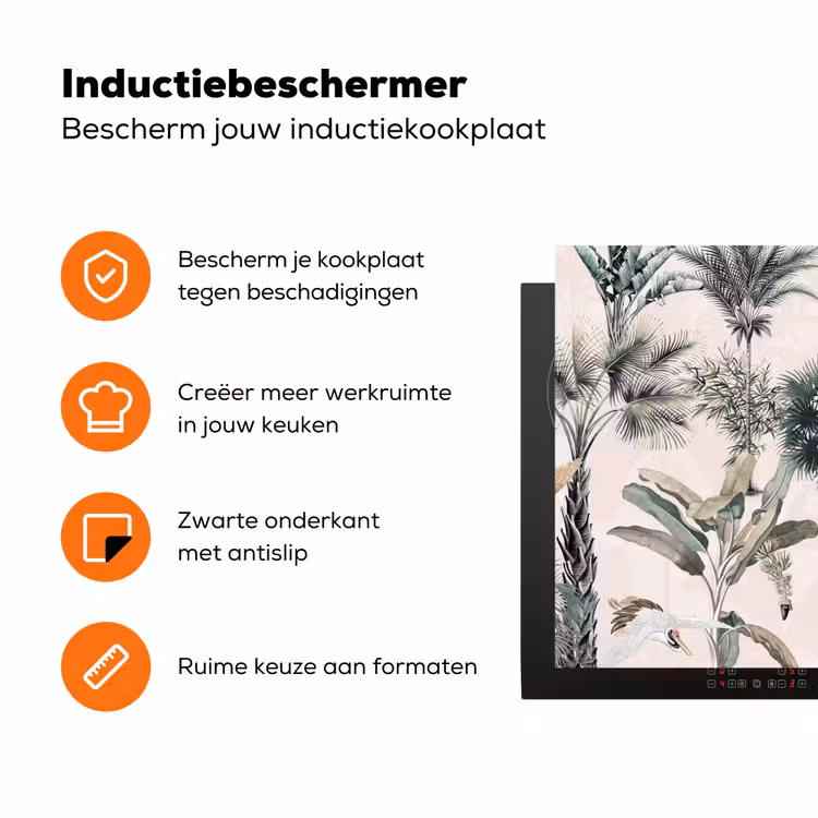 Tropisch - Bomen - Bladeren - Jungle Inductie beschermer vinyl 3mm klein -zzzzzzz-td-ups