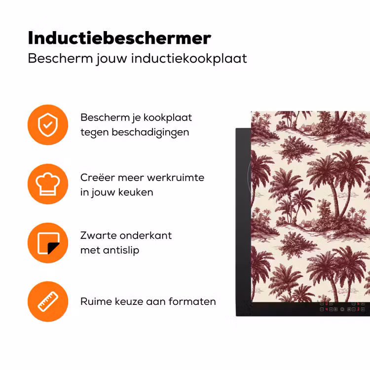 Tropisch - Geometrisch - Bordeauxrood Inductie beschermer vinyl 3mm klein 276 -zzzzzzz-td-ups