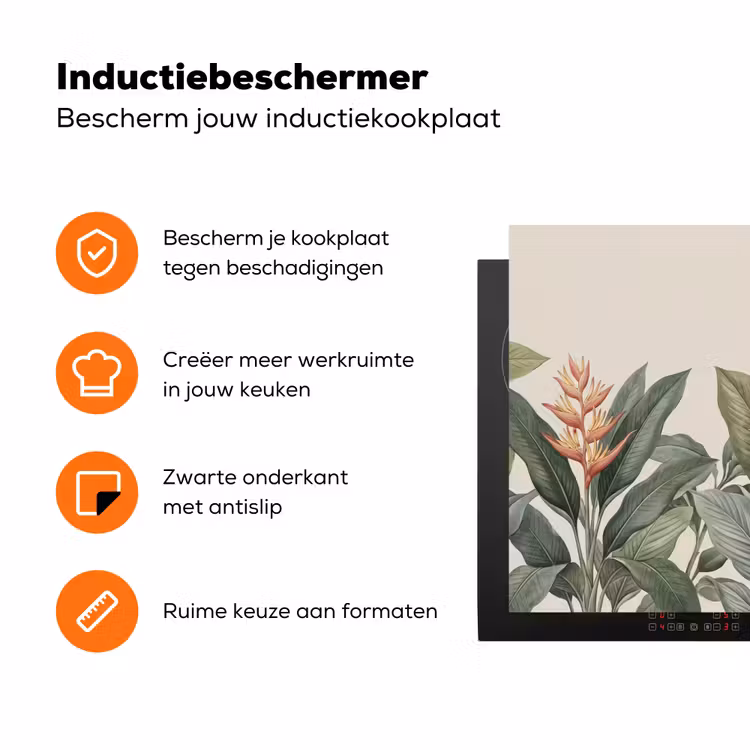 Tropisch - Planten - Modern - Groen Inductie beschermer vinyl 3mm klein -zzzzzzz-td-ups