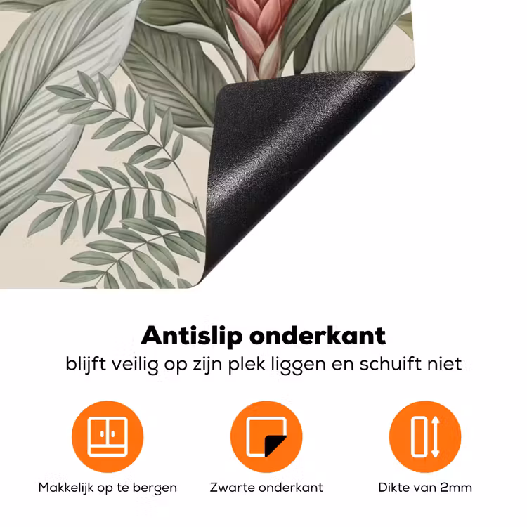 Tropisch - Planten - Modern - Groen Inductie beschermer vinyl 3mm klein -zzzzzzz-td-onderkant