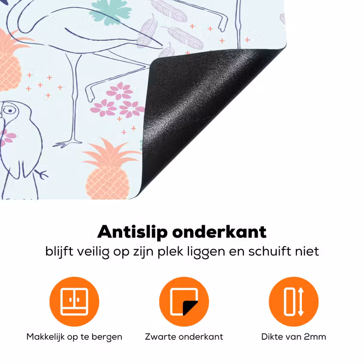 Tropisch - Vogels - Ananas Inductie beschermer vinyl 3mm klein 276 -zzzzzzz-td-onderkant