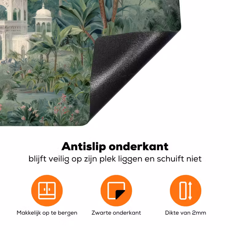 Tropische tuin - Koepelgebouw - Bloemen Inductie beschermer vinyl 3mm klein -zzzzzzz-td-onderkant