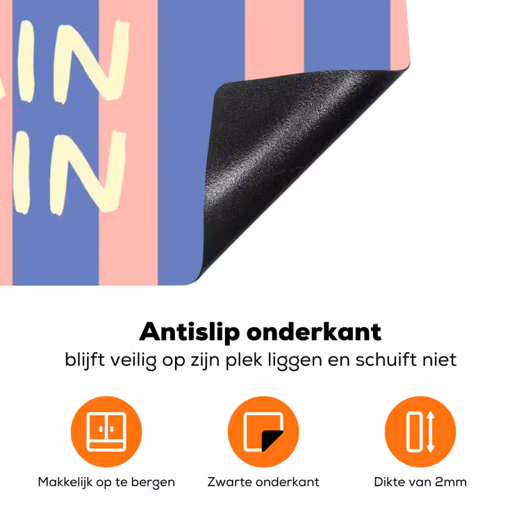 Try again - Strepen - Roze - Verticaal - Blauw Inductie beschermer vinyl 3mm klein -zzzzzzz-td-onderkant
