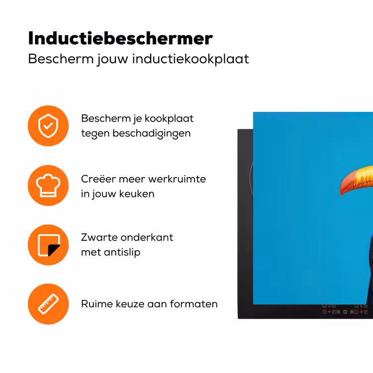 Tucan - Sokkel - Vogel - Koksmuts Inductie beschermer vinyl 3mm klein -zzzzzzz-td-ups