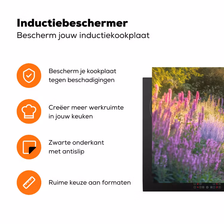 Tuinhuisje - Blauw - Bloemen Inductie beschermer vinyl 3mm klein -zzzzzzz-td-ups