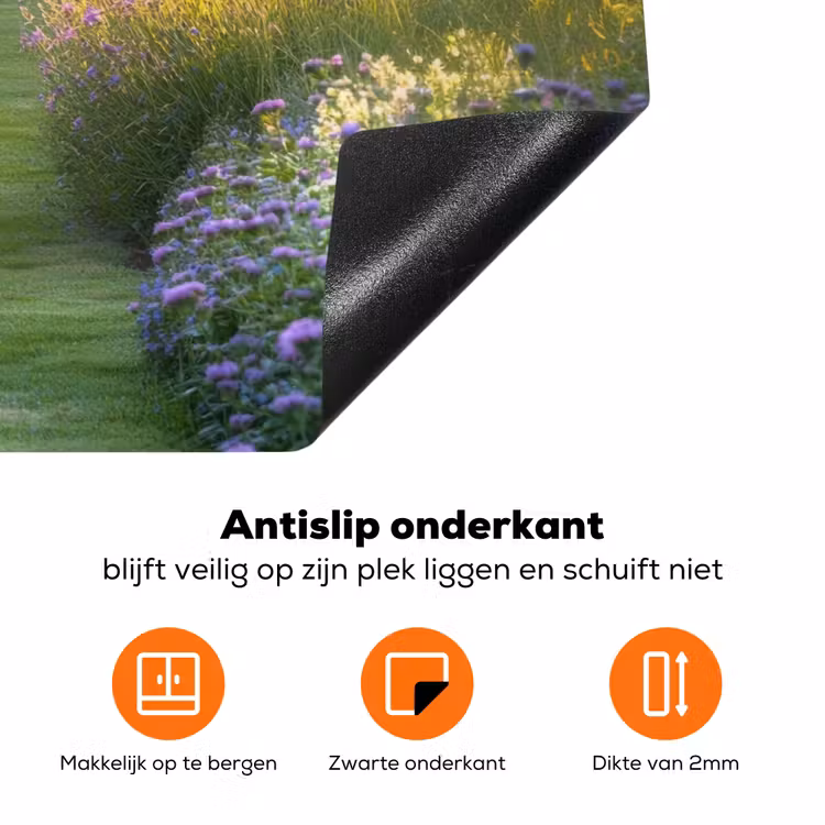Tuinhuisje - Blauw - Bloemen Inductie beschermer vinyl 3mm klein -zzzzzzz-td-onderkant