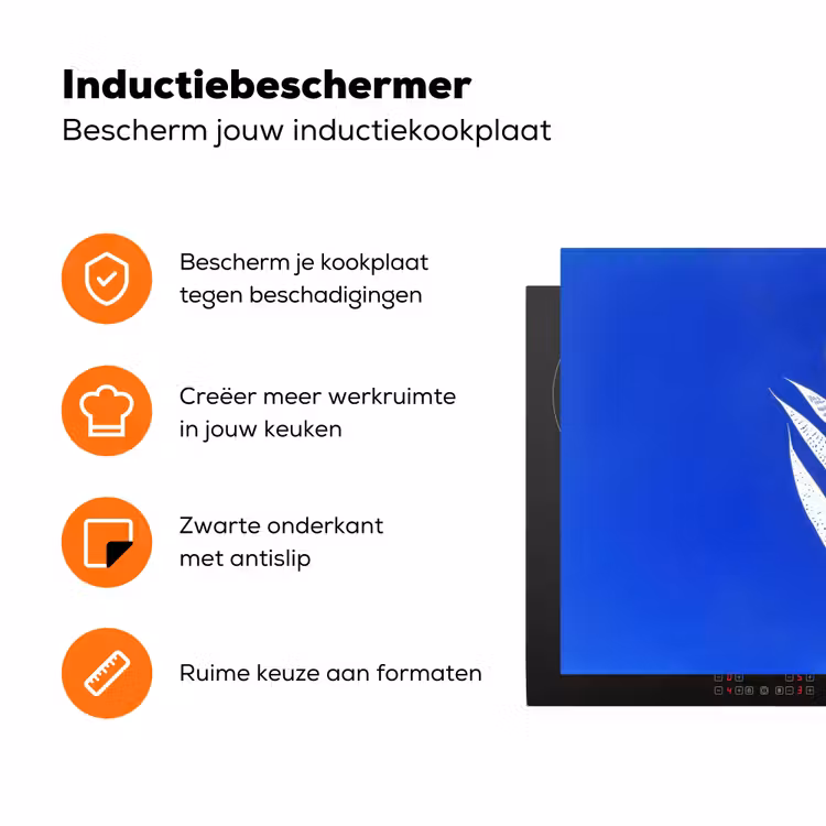 Tulp - Minimalistisch - Bladeren - Wit Inductie beschermer vinyl 3mm klein -zzzzzzz-td-ups