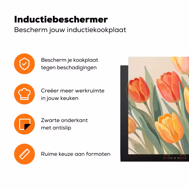 Tulpen - Abstract - Kleurrijk Inductie beschermer vinyl 3mm klein -zzzzzzz-td-ups
