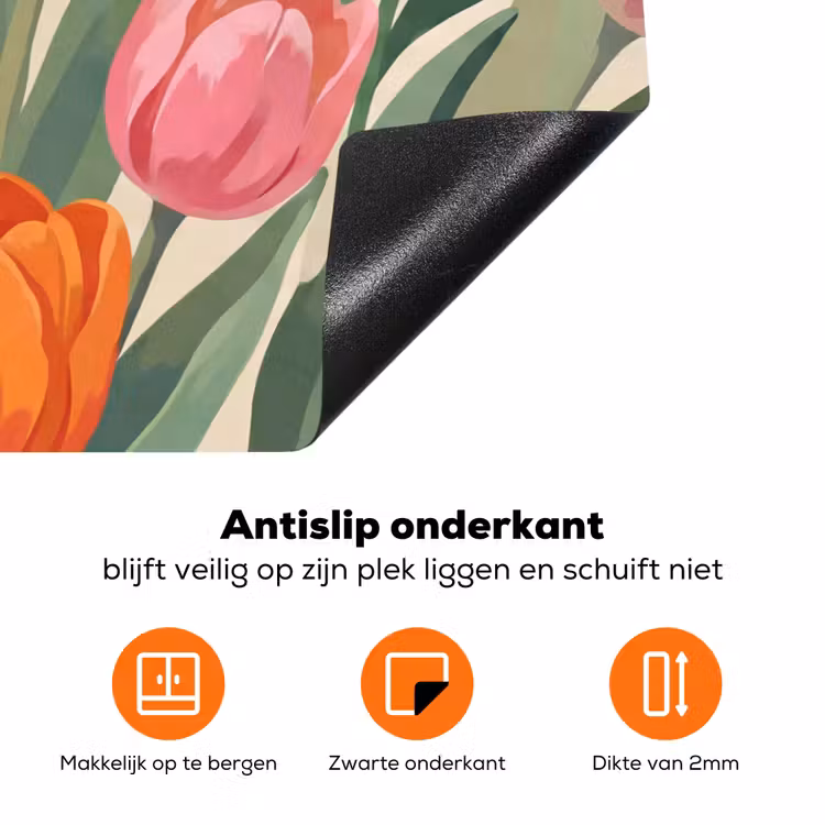Tulpen - Abstract - Kleurrijk Inductie beschermer vinyl 3mm klein -zzzzzzz-td-onderkant