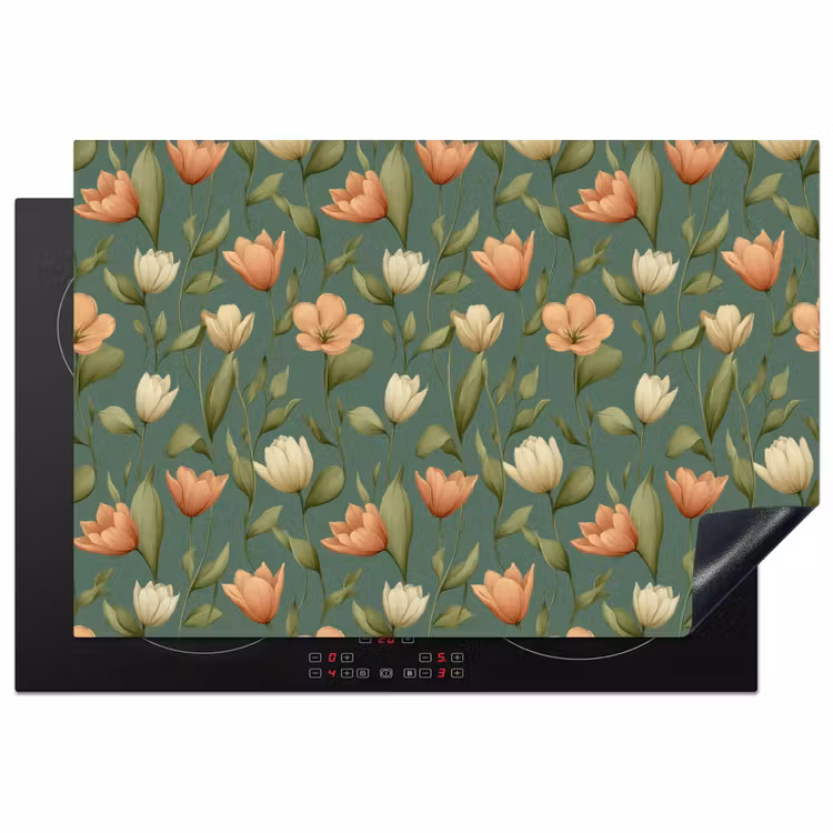 Tulpen - Botanisch - Groen Inductie beschermer vinyl 3mm klein 276 -3d