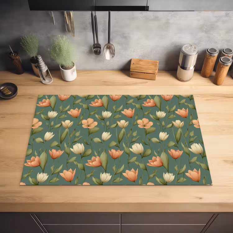 Tulpen - Botanisch - Groen Inductie beschermer vinyl 3mm klein 276 -sfeer5